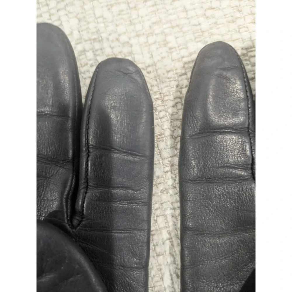 Talbots Womens Dark Brown Italian Leather Cashmere Lined‎ Gloves Size 6.5 Italy